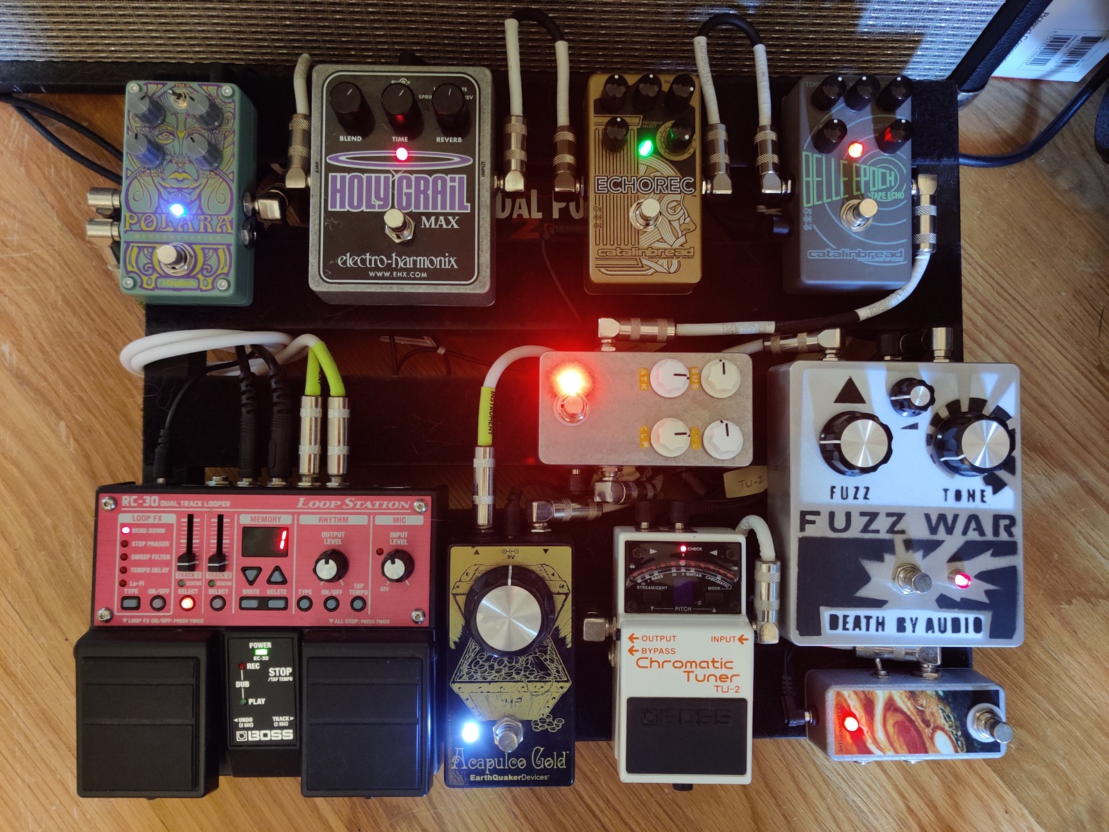 Pedalboard by spaceshipsovrglasgow featuring DigiTech Polara, Electro-Harmonix Holy Grail Max, and Catalinbread Echorec and 7 more pieces of gear