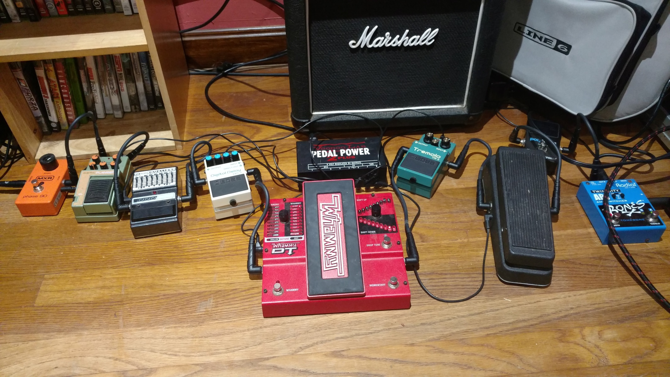 Pedalboard by jswatson0917 featuring Voodoo Lab Pedal Power 2 PLUS, Radial Twin City ABY Switcher, and Boss TR-2 Tremolo and 8 more pieces of gear