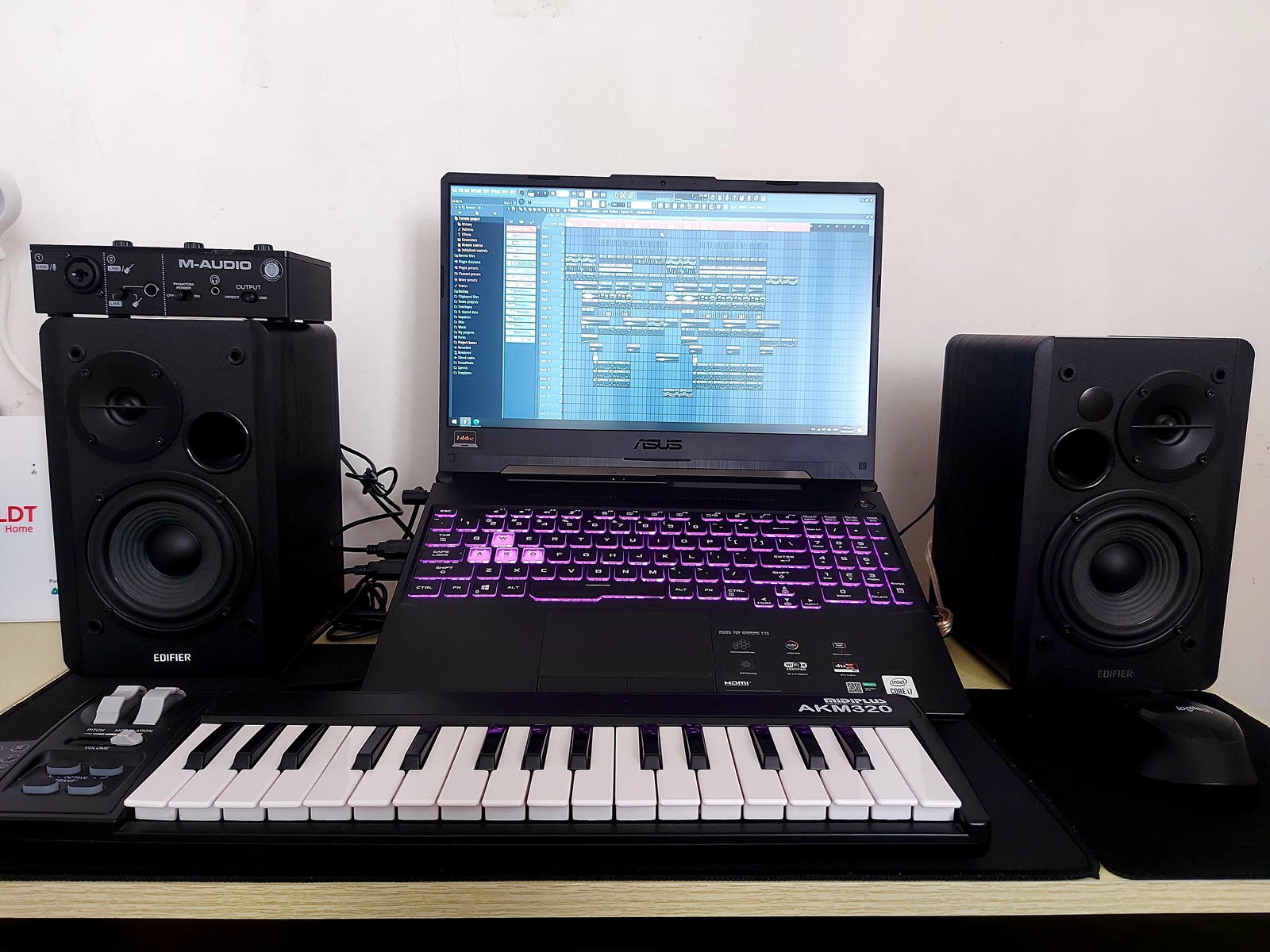 Electronic Studio Setup by apolxcore featuring Asus Computers TUF F15, Midiplus AKM-320, and Edifier R1280DB Black and 2 more pieces of gear