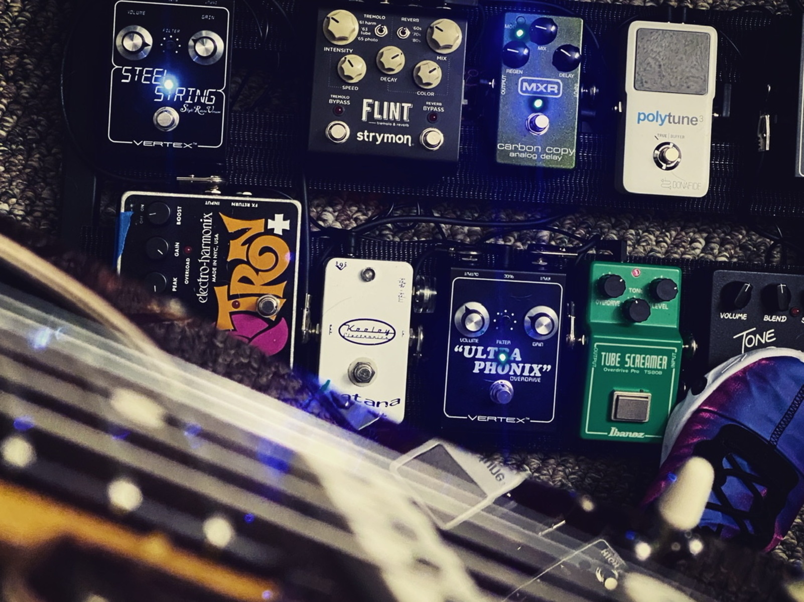 Country Pedalboard by raystephen featuring Vertex Steel String (Slight Return Version), Strymon Flint, and MXR M169 Carbon Copy and 5 more pieces of gear