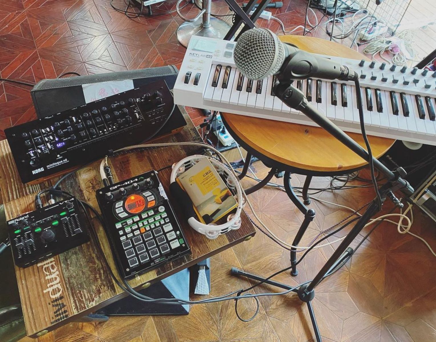 Roland Live Rig by mradler featuring Korg Minilogue XD Module, Roland SP-404A, and Roland VT-4 Voice Transformer and 2 more pieces of gear
