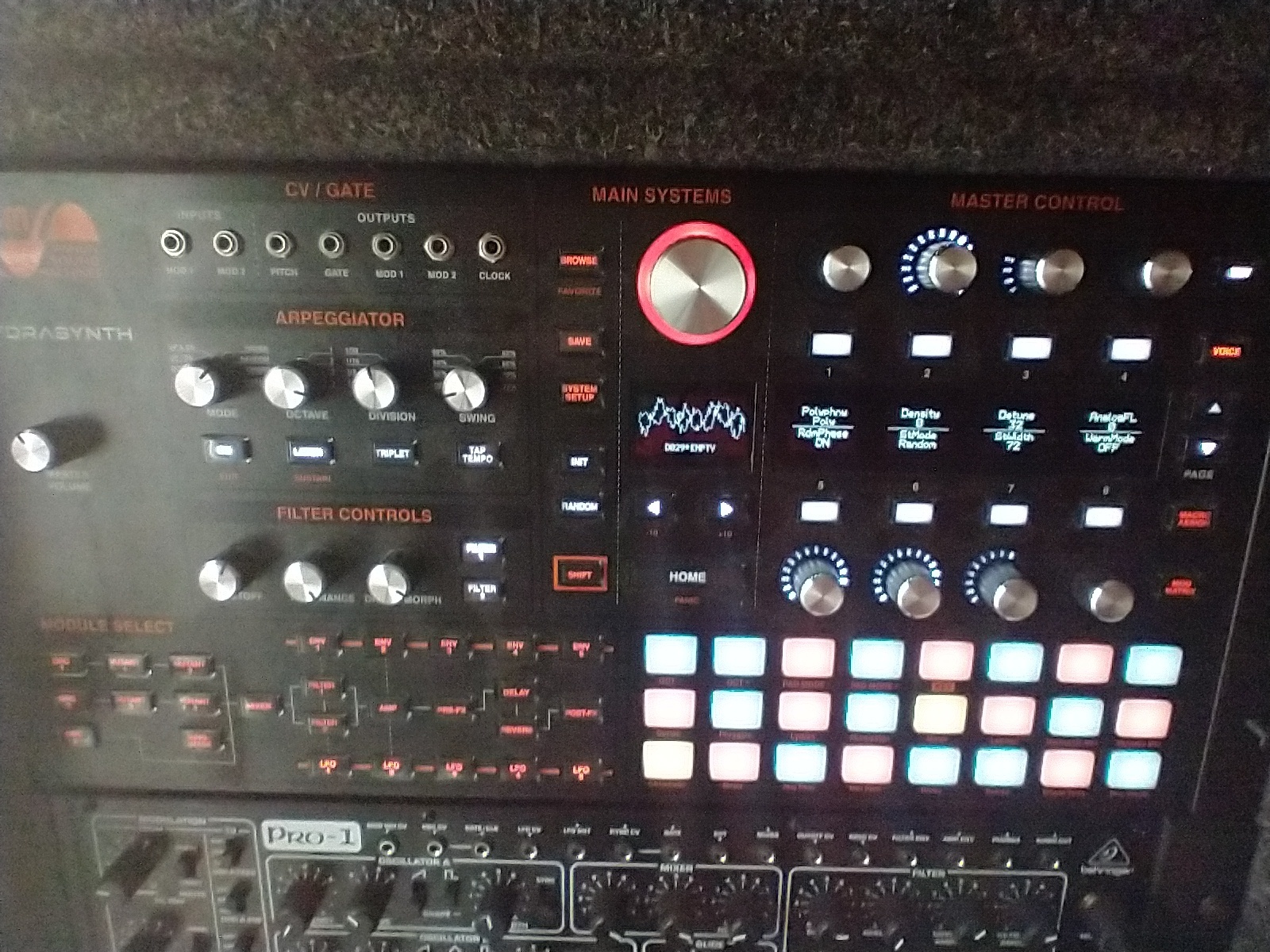 Electronic Studio Setup by junkie_bass_studios featuring ASM Hydrasynth Desktop and Behringer Pro-1
