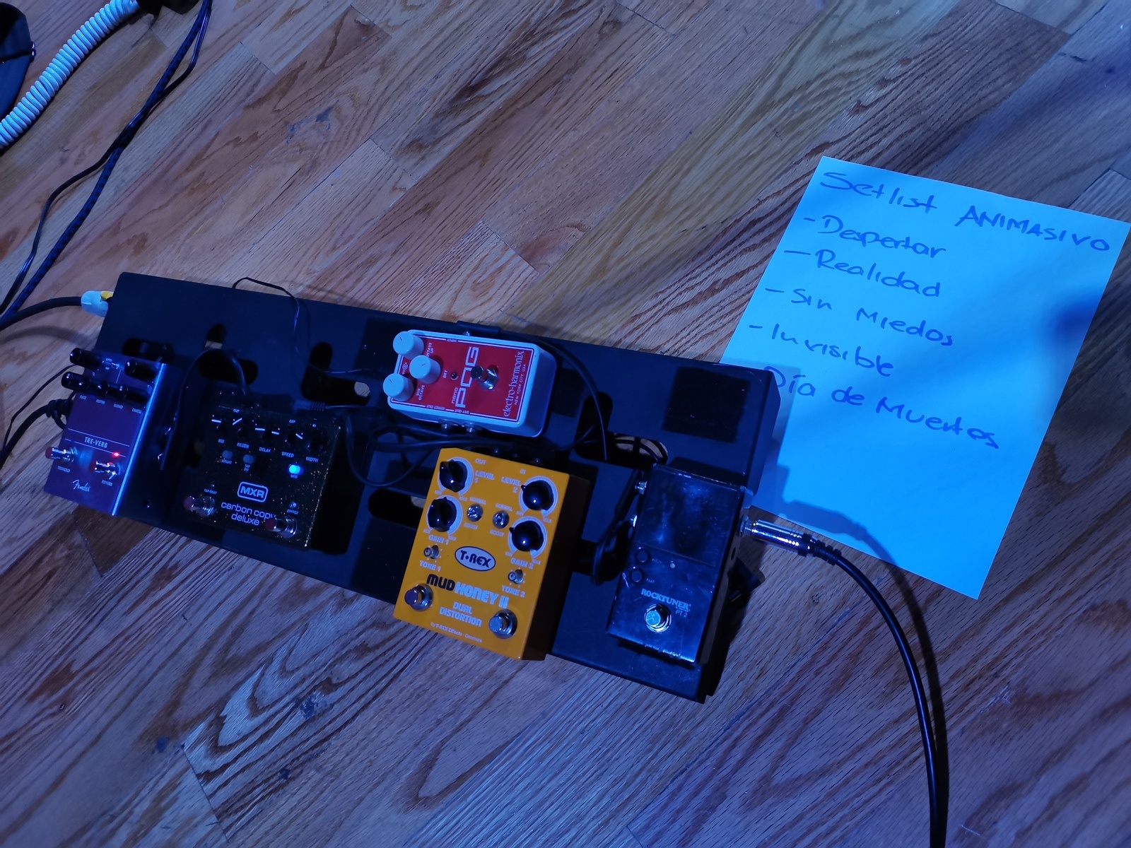 Pedalboard by iamjared_a featuring T-Rex Engineering Mudhoney II, Electro-Harmonix Nano POG, and MXR M292 Carbon Copy Deluxe and 2 more pieces of gear