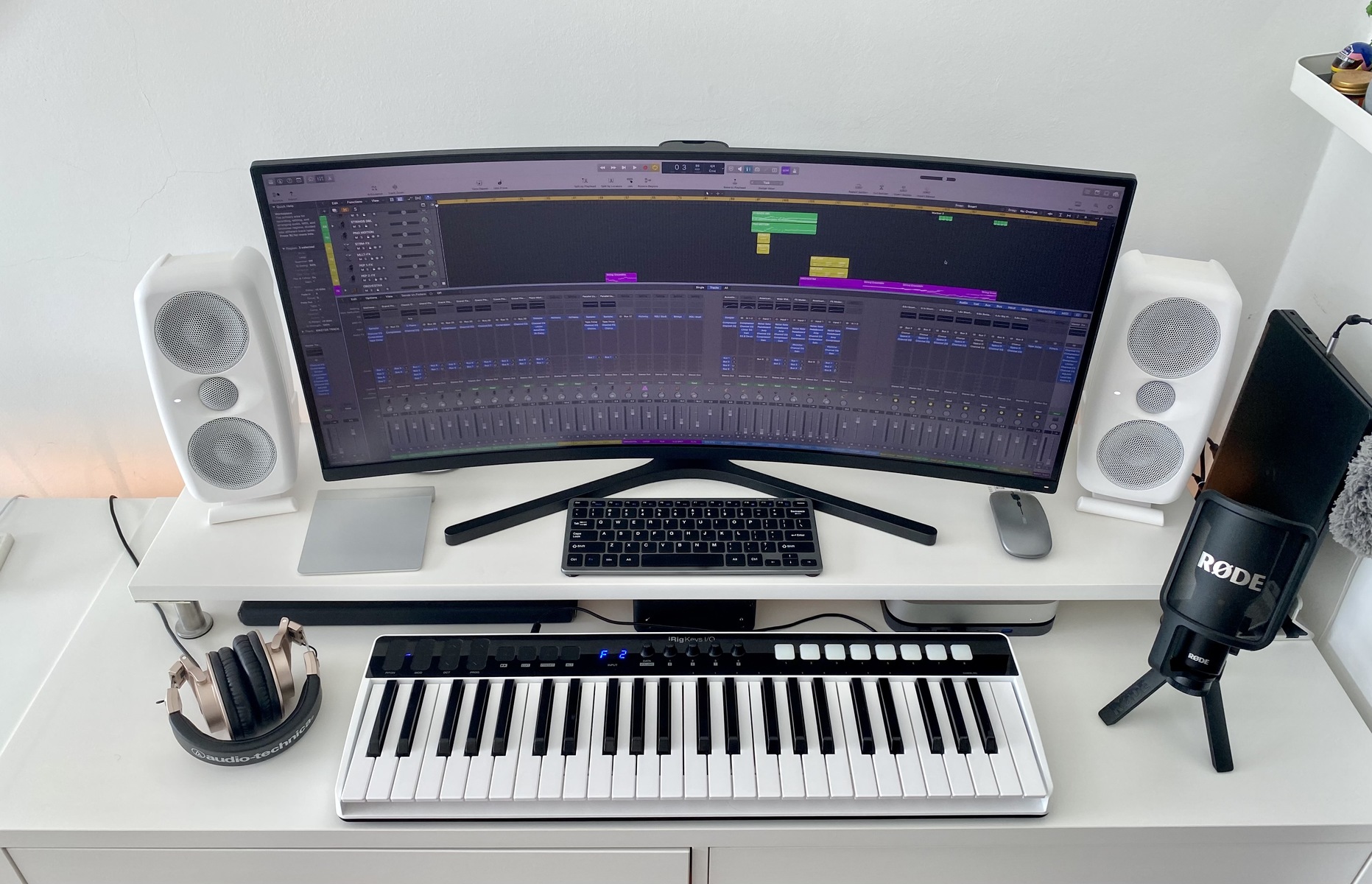 Electronic Studio Setup by schutz_the_rock_band featuring Apple Logic Pro, IK Multimedia iLoud MTM, and Audient Evo 4 and 3 more pieces of gear