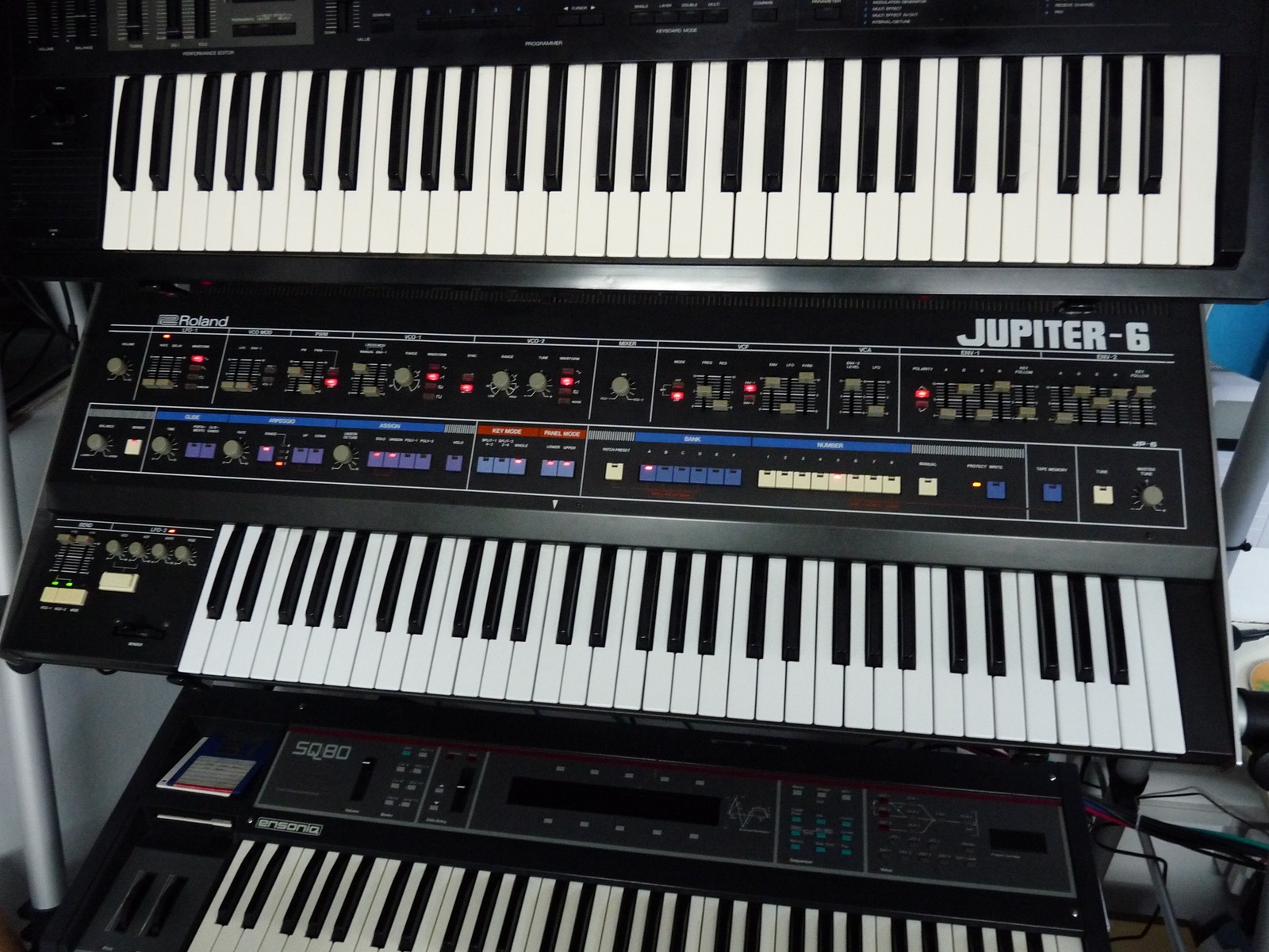 Electronic Studio Setup by wintersunproject featuring Korg DS-8, Roland Jupiter-6, and Ensoniq SQ-80