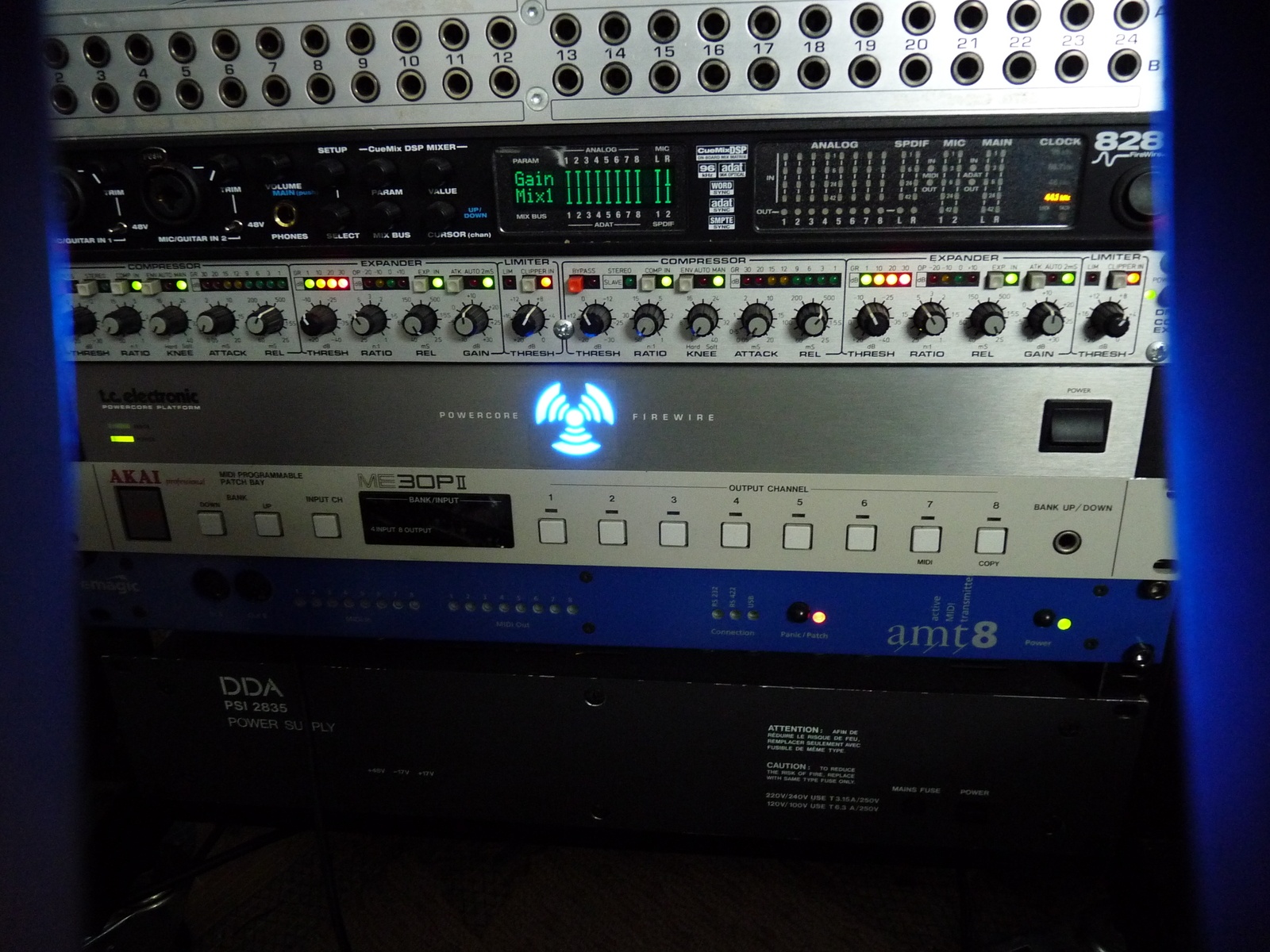 Electronic Studio Setup by wintersunproject featuring TC Electronic Powercore PCI, MOTU 828mkII FireWire Audio Interface, and Akai ME30p and 1 more piece of gear
