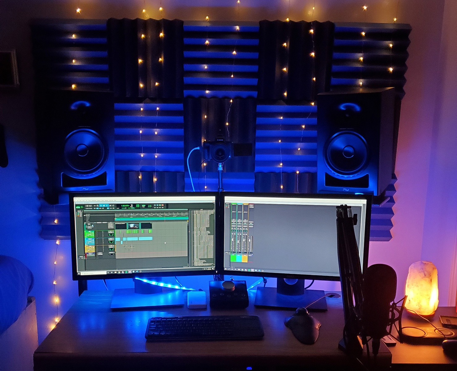 Electronic Studio Setup by seancroneaudio featuring Kali Audio LP-6 Studio Monitors, AKG P220 Condenser Microphone, and Canon EOS M50 Mirrorless Digital Camera and 1 more piece of gear