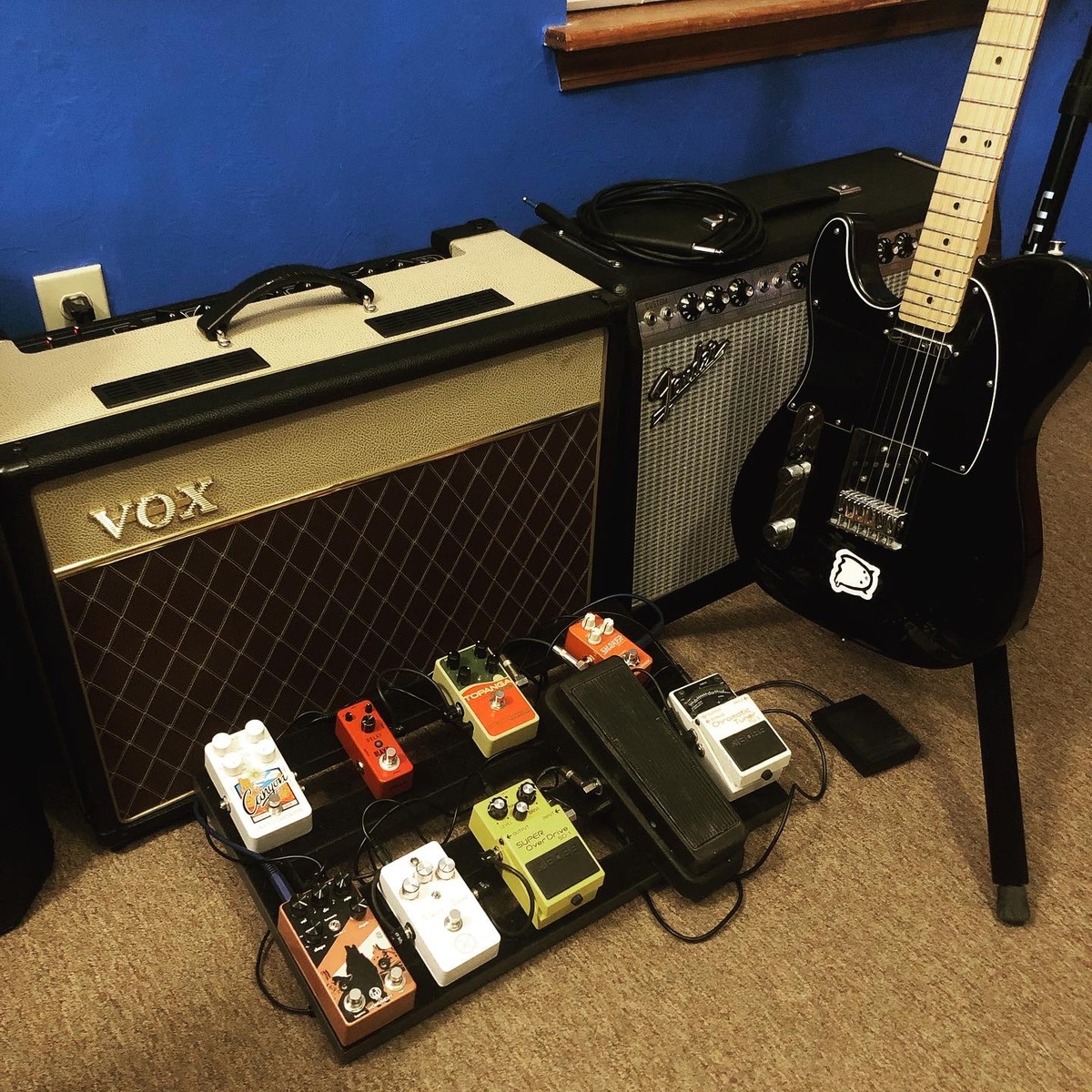 Pedalboard by willwillis featuring Vox AC15C1 Limited Black & Tan, Electro-Harmonix Canyon Delay & Looper, and Catalinbread Topanga and 5 more pieces of gear
