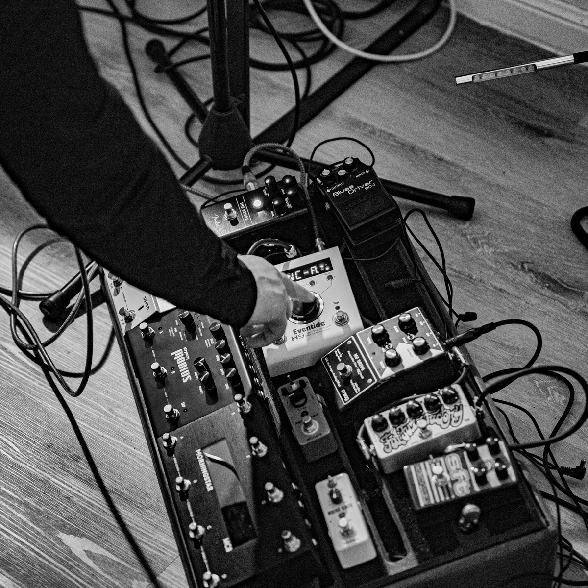 Pedalboard by elder_children featuring ZVEX Fat Fuzz Factory, Moog Minifooger MF Drive v2, and Boss BD-2 Blues Driver and 5 more pieces of gear