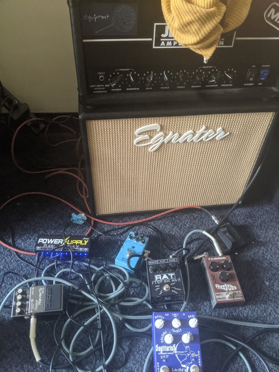 Pedalboard by dumpsterbassist featuring Pro Co RAT, TC Electronic Rusty Fuzz, and MXR M234 Analog Chorus and 2 more pieces of gear