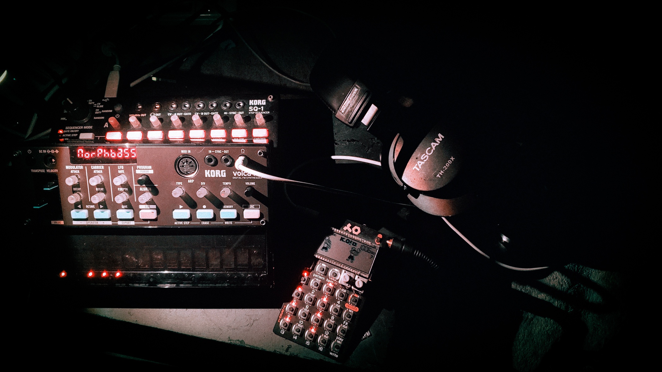 Electronic Synth Setup by abstractlion featuring Teenage Engineering Pocket Operator PO-33 KO!, Korg Volca FM, and Korg SQ-1 and 1 more piece of gear