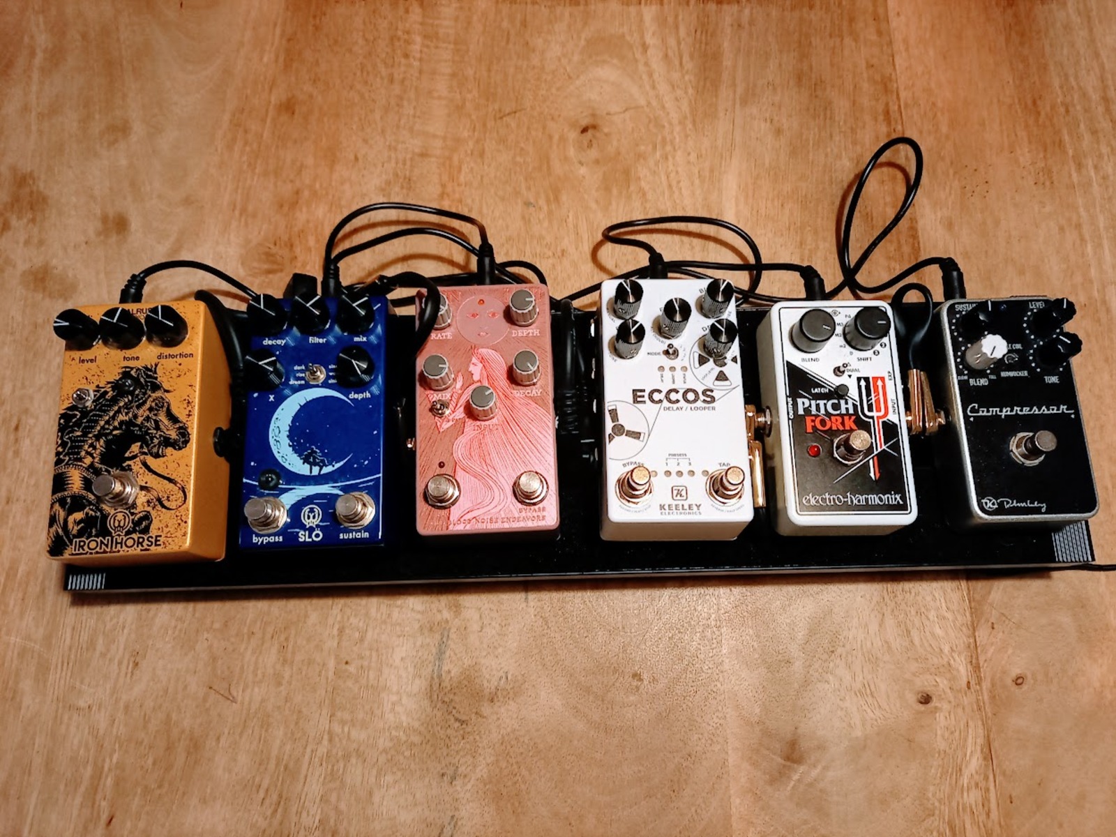 Pedalboard by stefannl featuring Keeley Compressor Plus, Electro-Harmonix Pitch Fork, and Keeley ECCOS and 3 more pieces of gear