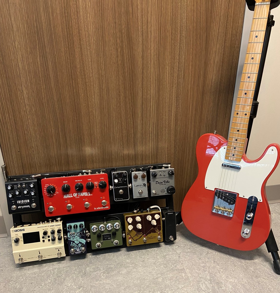 Pedalboard by jonathan_horne featuring Fender Vintera 50s Telecaster, D'Addario PW-CT-20 Chromatic Pedal Tuner, and EarthQuaker Devices Hoof Reaper V2 and 8 more pieces of gear