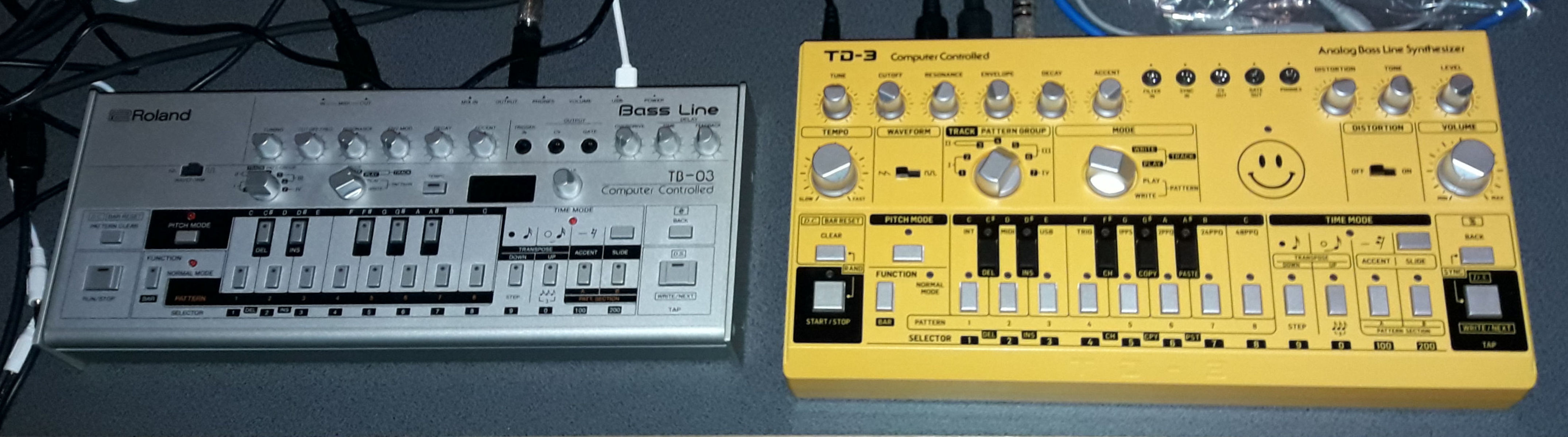 Electronic Synth Setup by dj_murray featuring Roland Boutique TB-03 and Behringer TD-3 AM Yellow Acid Smiley Edition