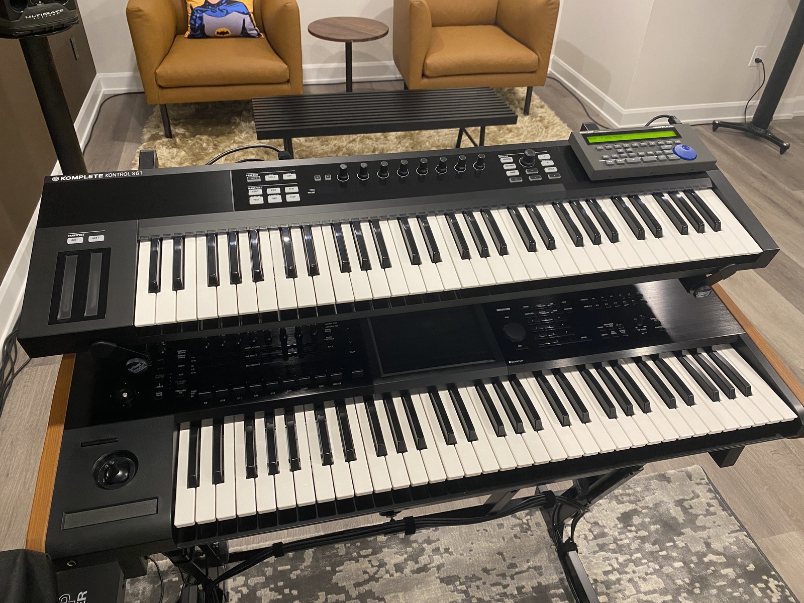 Electronic Synth Setup by chahxeex featuring Korg Kronos 2 61, Native Instruments Komplete Kontrol S61, and MIDITEMP PMM88-E Programmable MIDI Matrix 8x8 MIDI Expander Controller