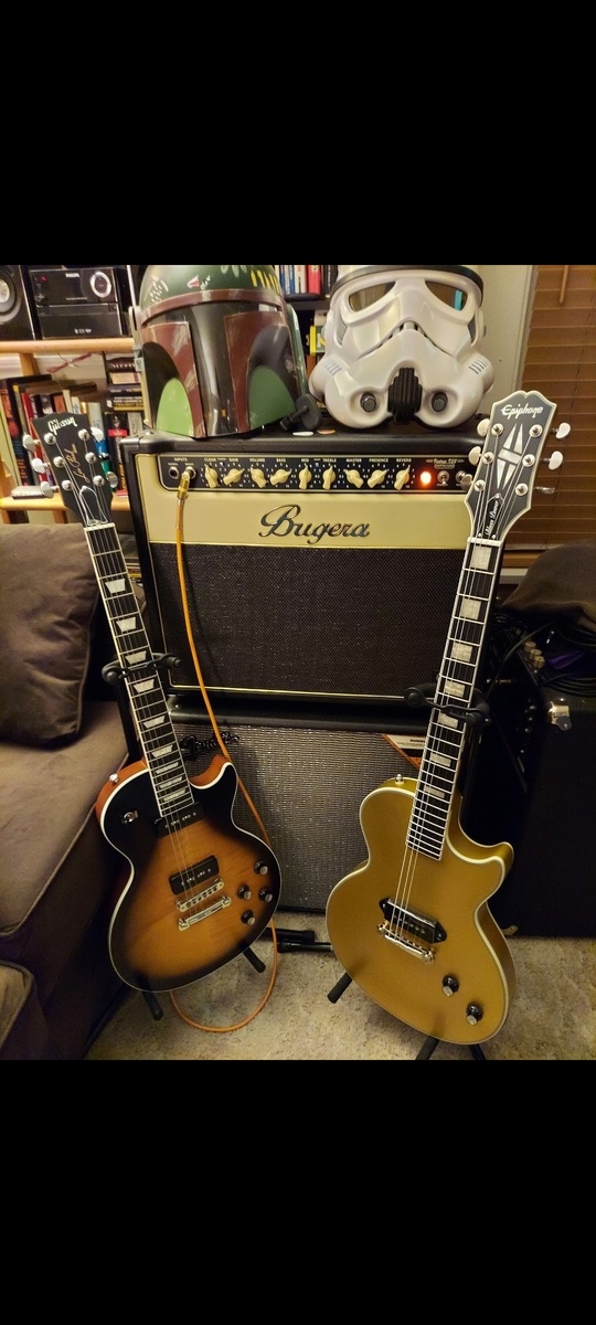 Bugera Music Gear Setup by timothy_lindbergh featuring Bugera V22 Infinium 1x12 Combo and Epiphone Jared James Nichols Les Paul Goldtop Outfit "Gold Glory"