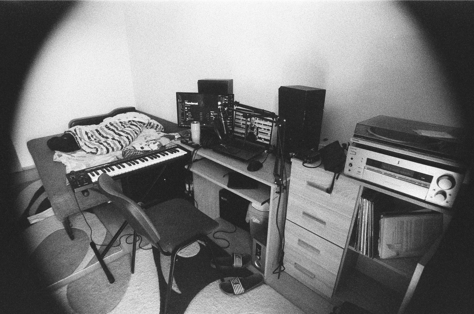 Electronic Studio Setup by andinomm featuring M-Audio Keystation 49 MK3, Audio-Technica AT2020 Cardioid Condenser Microphone, and Audio-Technica ATH-M40x and 3 more pieces of gear