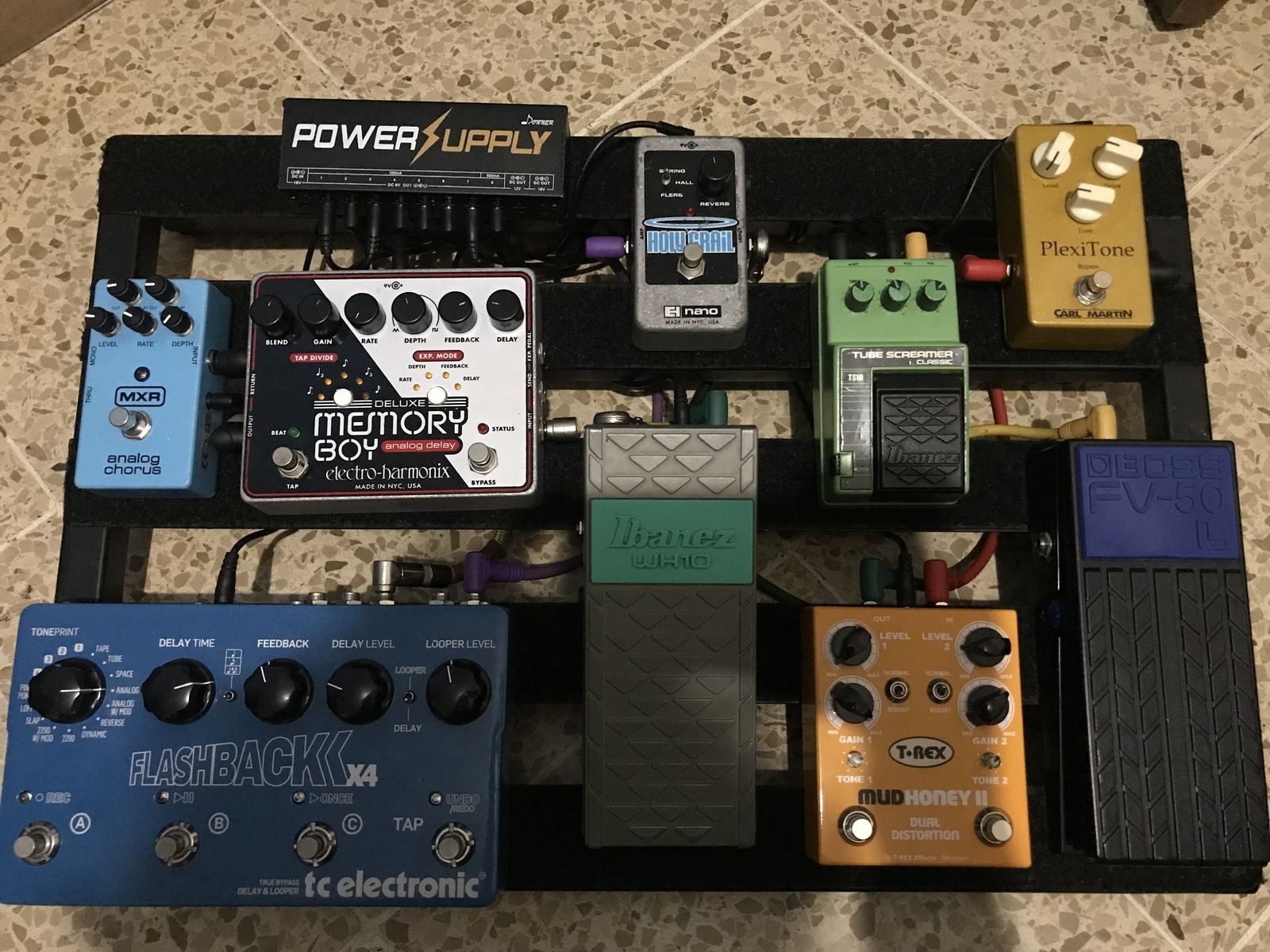 Pedalboard by juan_barrezueta featuring Pedaltrain 3, TC Electronic Flashback X4 Delay, and MXR M234 Analog Chorus and 8 more pieces of gear