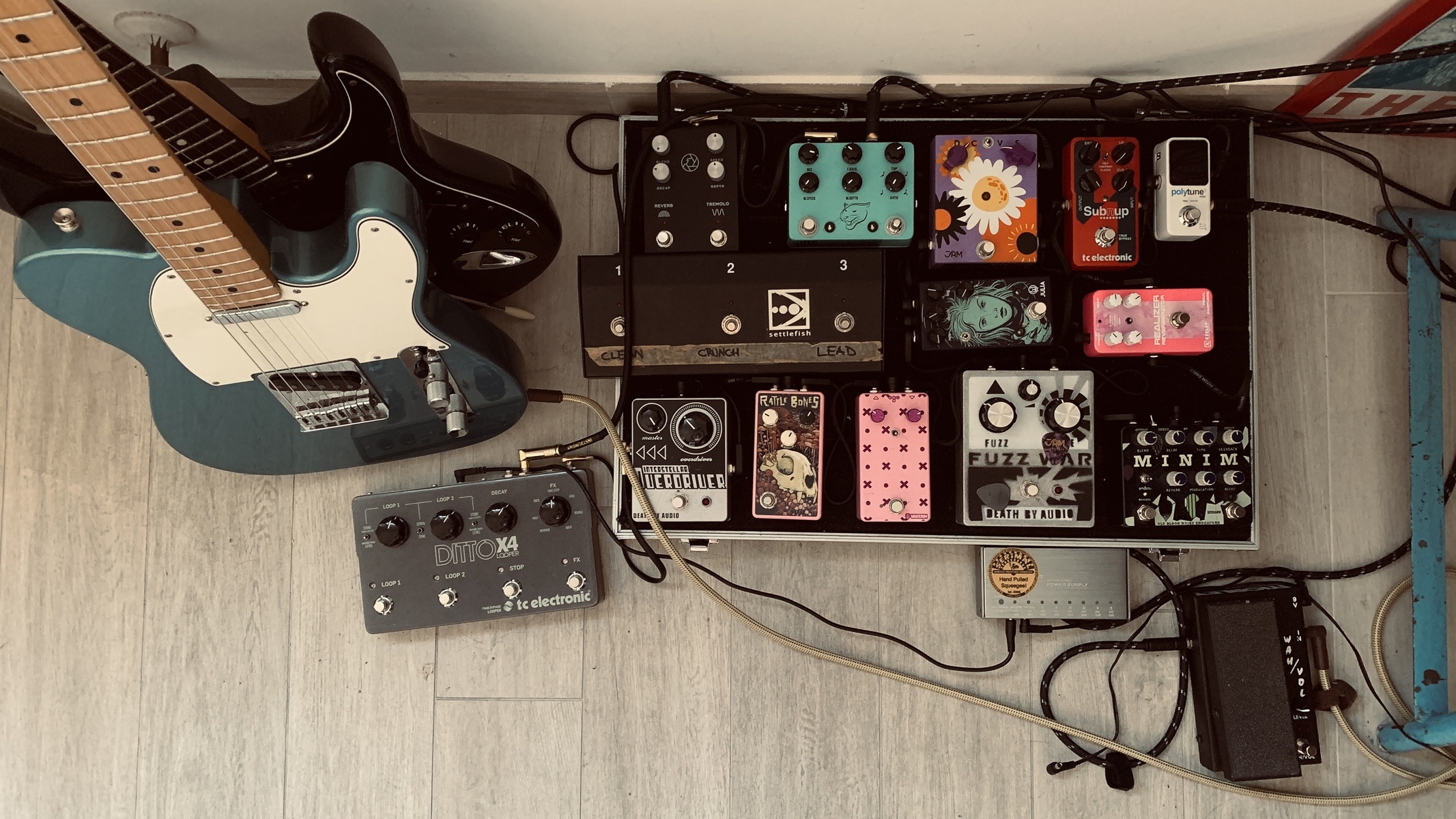 Pedalboard by fulvio_di_marco featuring Milkman Sound Milkman F-Stop Reverb/Tremolo, JHS Panther Cub, and JAM Pedals RetroVibe mk.2 and 10 more pieces of gear