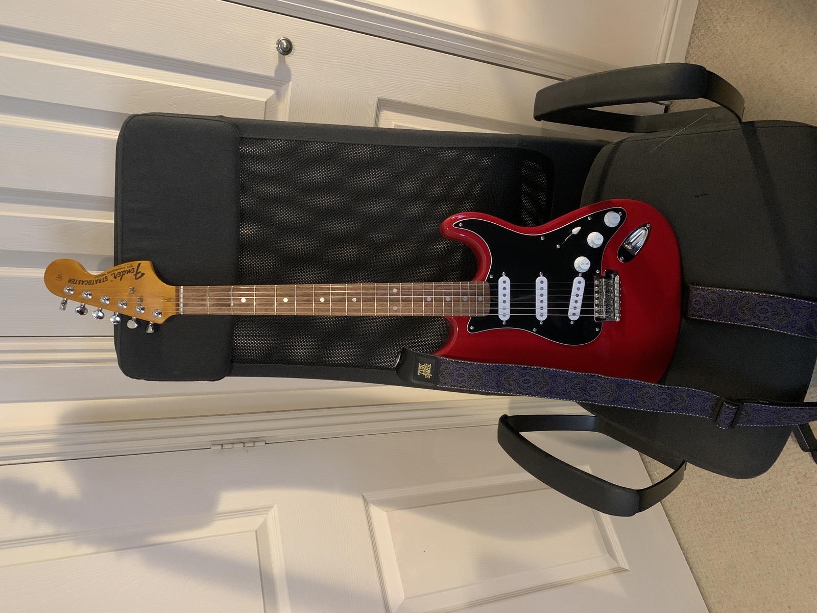 Squier Music Gear Setup by ethangib04 featuring Squier Affinity Series Stratocaster and Ernie Ball Guitar Strap