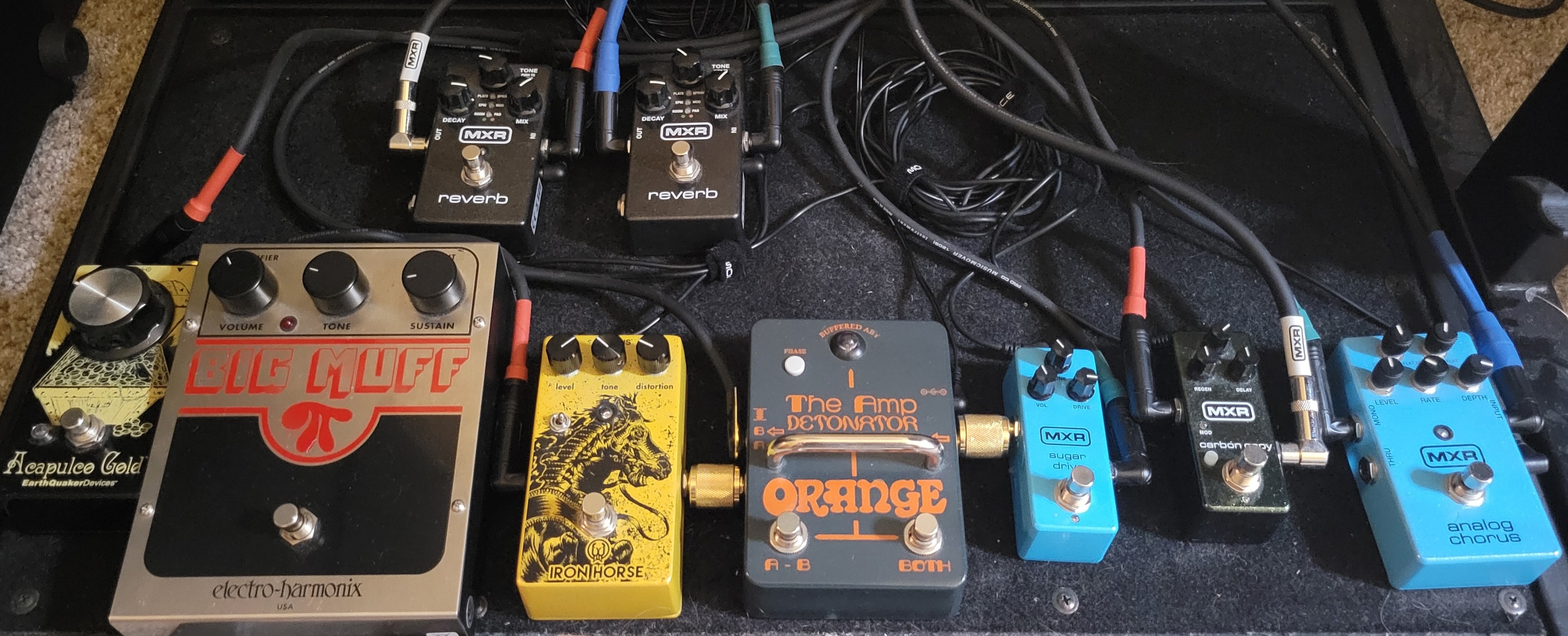 MXR Pedalboard by artifex_adrift featuring MXR M300 Reverb, Orange Amp Detonator, and MXR M294 Sugar Drive and 4 more pieces of gear