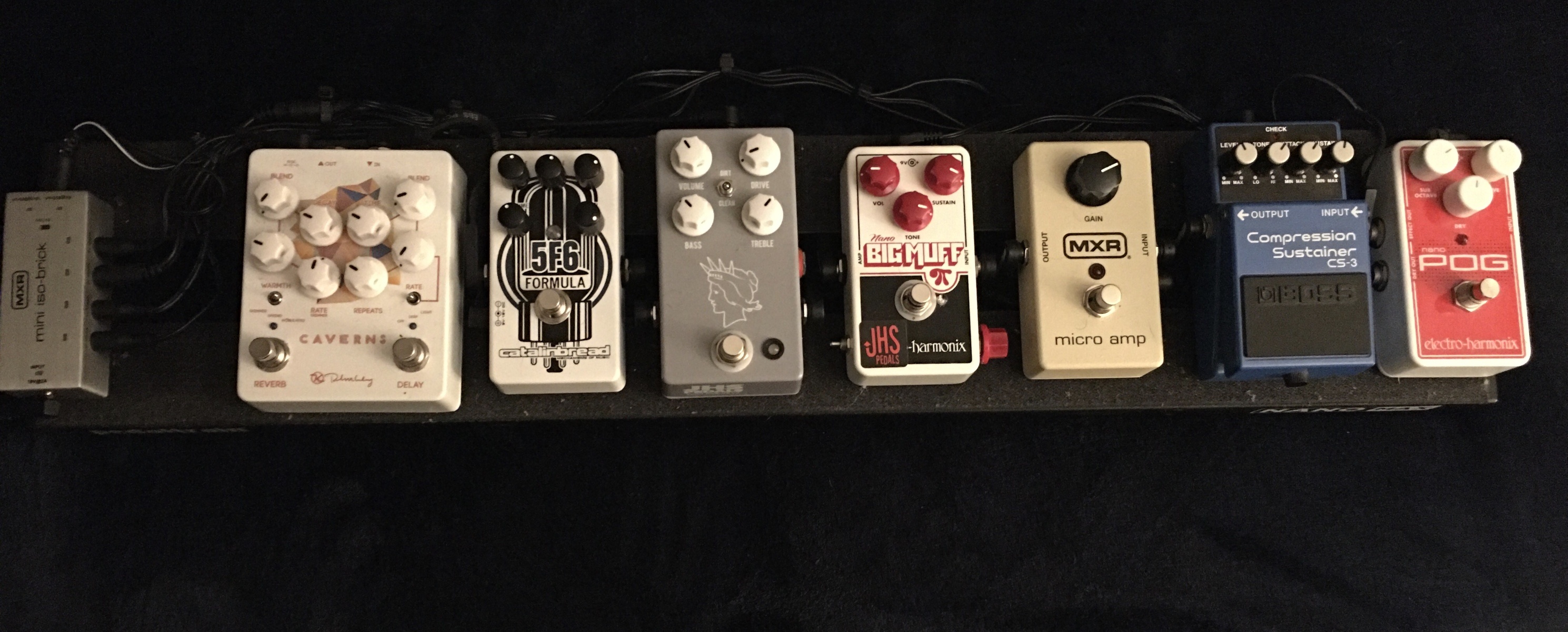 Pedalboard by alexjb featuring JHS Twin Twelve V2, Catalinbread Formula 5F6, and JHS Electro-Harmonix Nano Big Muff Pi Moon Pi Mod and 4 more pieces of gear