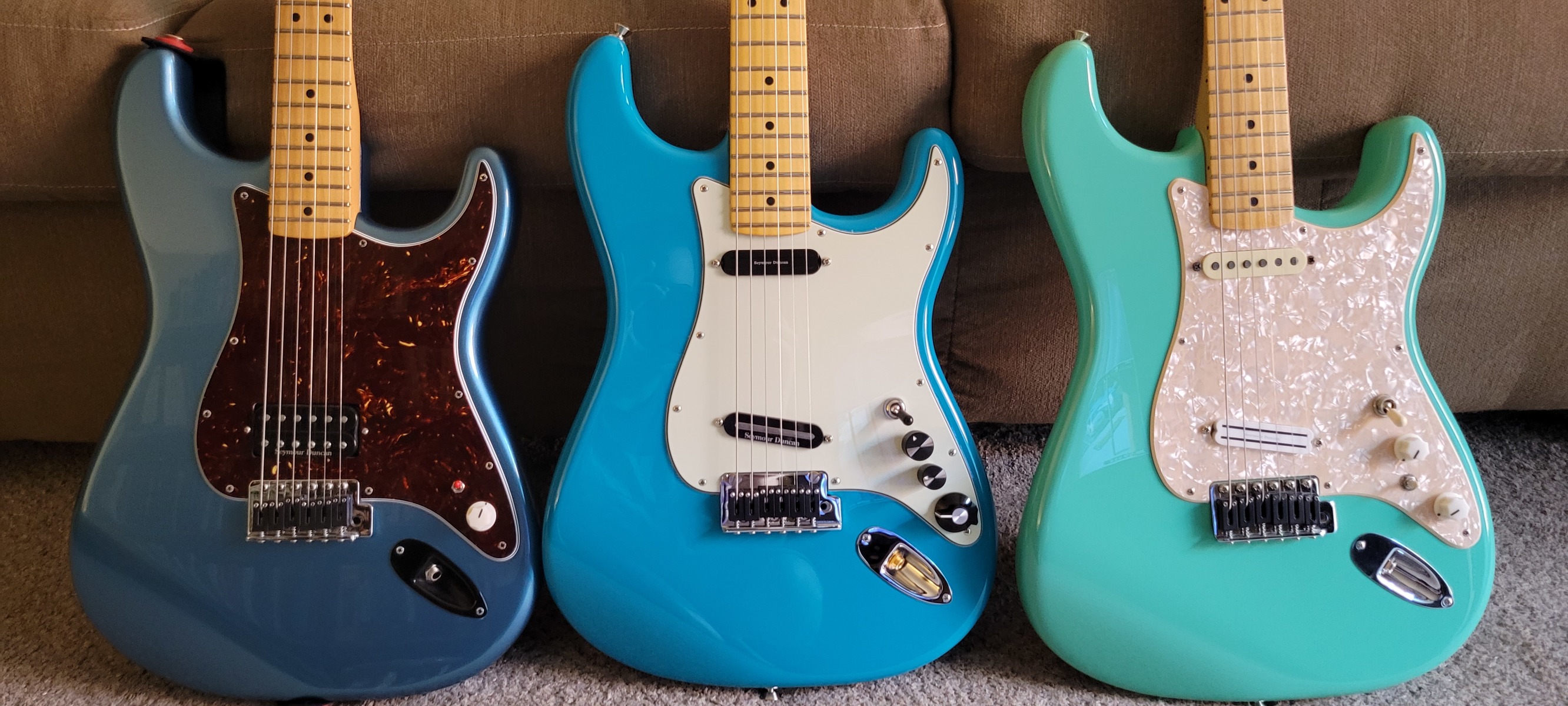 Fender Music Gear Setup by artifex_adrift featuring Fender Custom Shop Stratocaster, Fender American Professional II Stratocaster, and Fender Vintera 50s Stratocaster