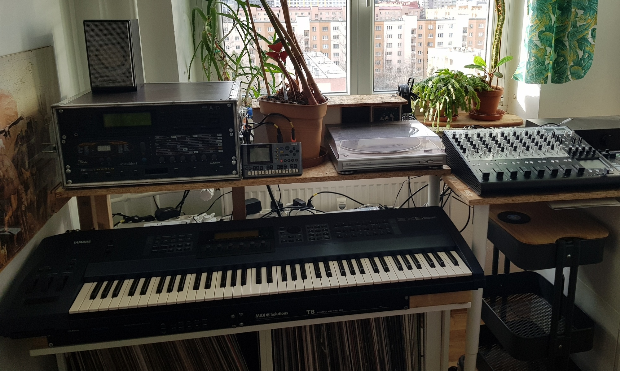 Electronic Studio Setup by sadsadra featuring Korg Wavestation A/D, Waldorf Pulse Synthesizer, and E-mu Proteus/3 World and 4 more pieces of gear