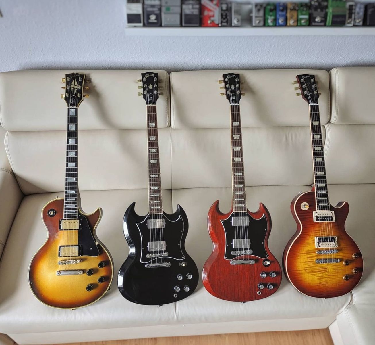 Music Gear Setup by evolutionvii featuring Gibson Les Paul Custom Electric Guitar, Gibson SG Standard, and Gibson Les Paul Standard