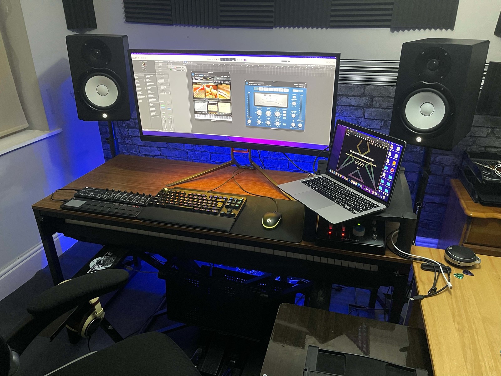 Electronic Studio Setup by vallax featuring Apple MacBook Air (General), Yamaha HS8, and Yamaha FC3A and 6 more pieces of gear
