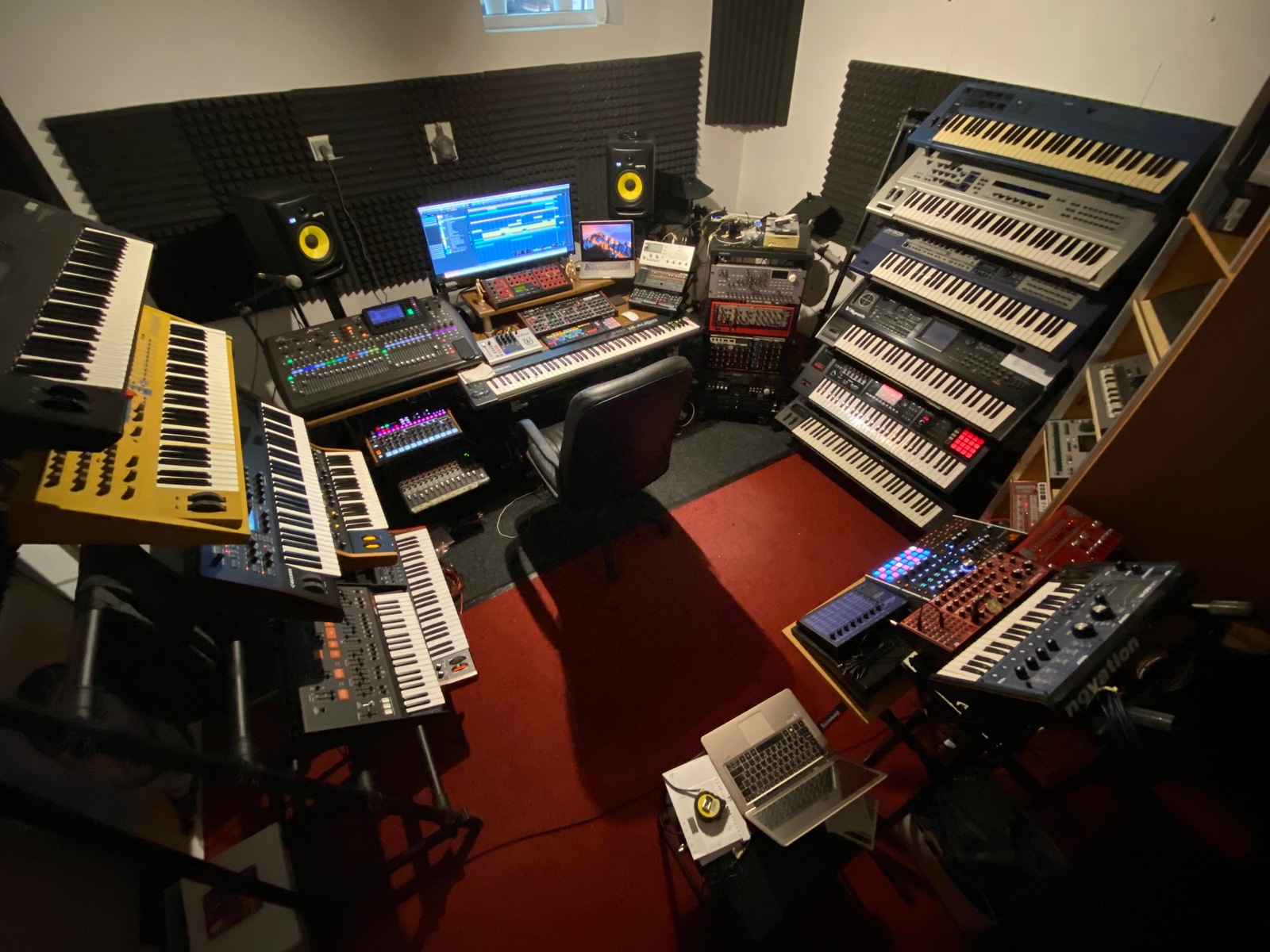 Electronic Studio Setup by keyhead featuring Waldorf Q, Access Virus TI Keyboard Synthesizer, and Moog Sub 37 Paraphonic Analog Synthesizer and 34 more pieces of gear