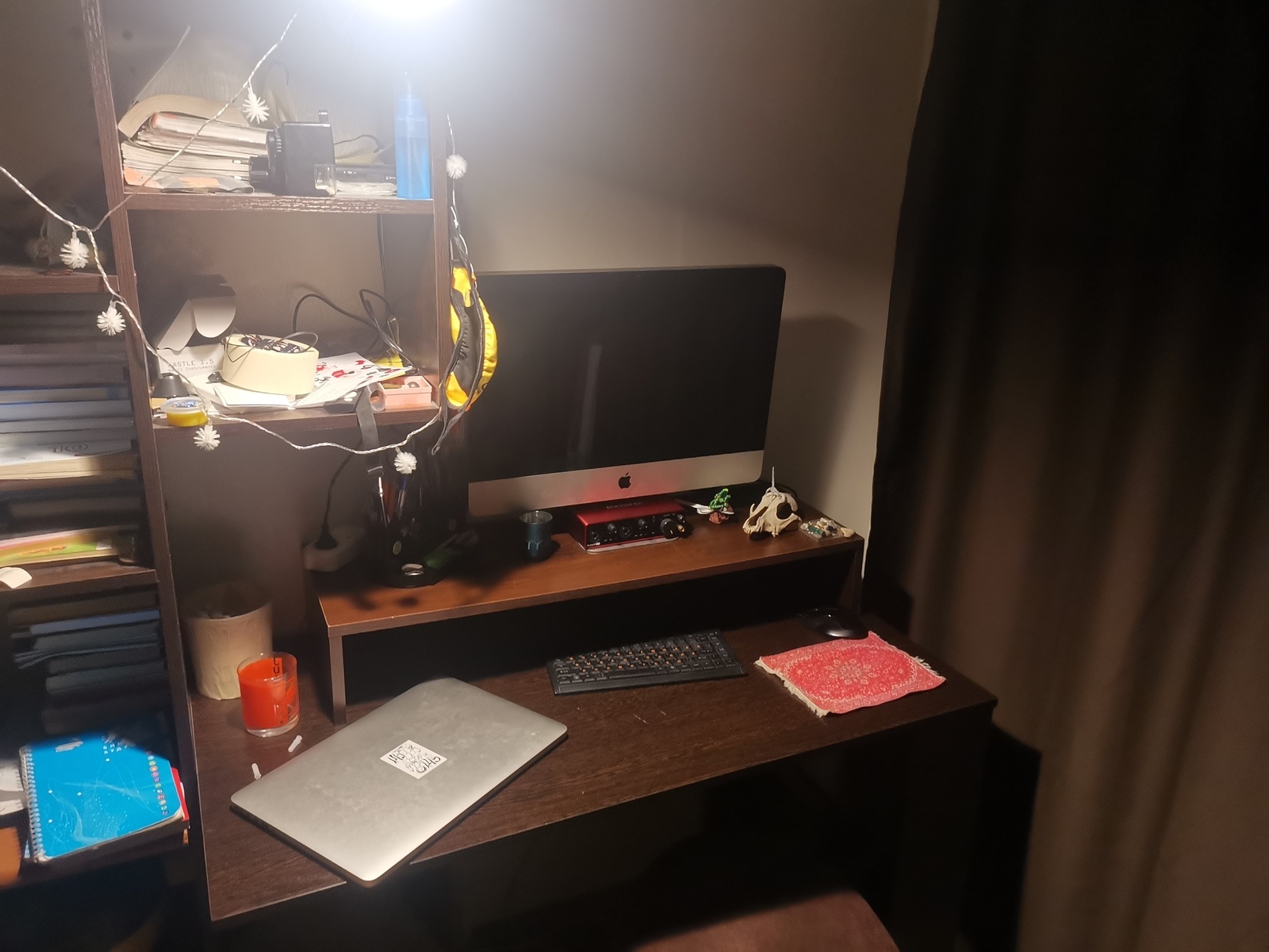 Electronic Studio Setup by reathance featuring Apple MacBook Pro (General), Apple iMac (General), and Focusrite Scarlett 4i4 3rd Gen and 1 more piece of gear