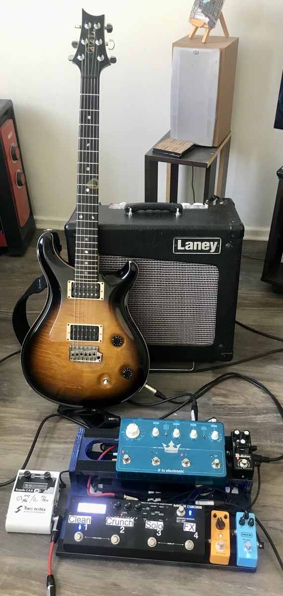 Metal Pedalboard by cristian_aroca featuring PRS CE 22, TC Electronic Flashback Triple Delay, and Boss MS-3 Multi Effects Switcher and 4 more pieces of gear