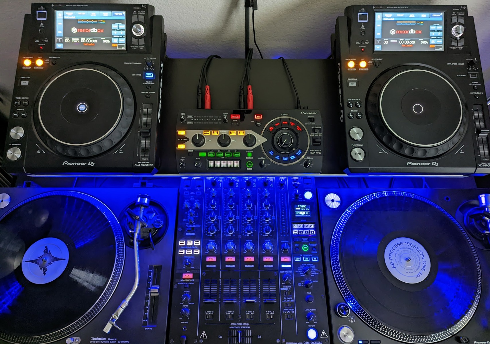 Electronic DJ Setup by gavintech featuring Pioneer DJ XDJ-1000MK2, Pioneer DJ DJM-900NXS2, and Pioneer DJ RMX-1000 Remix Station and 1 more piece of gear