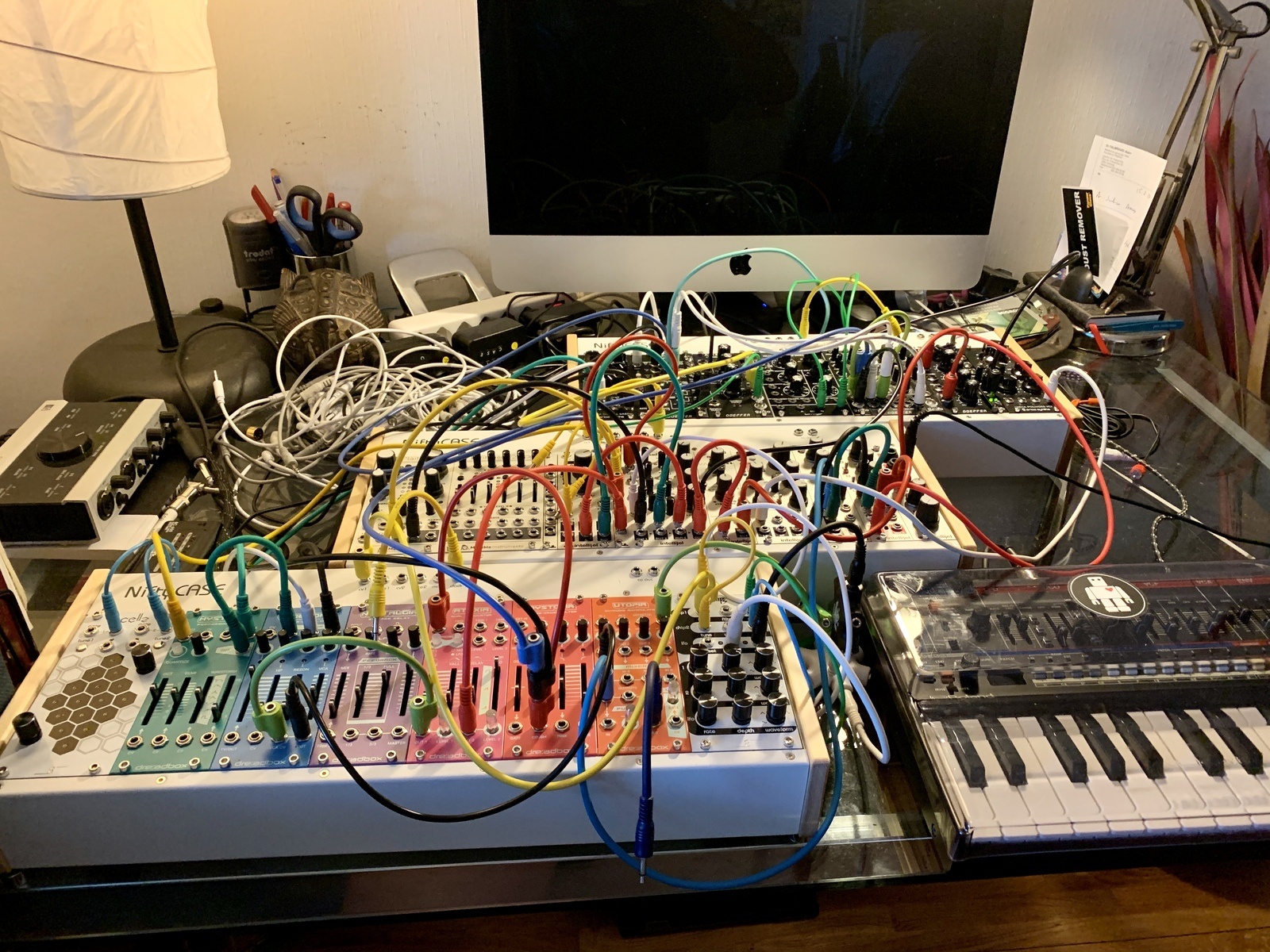 Electronic Studio Setup by 3ipol featuring Cre8Audio NiftyCASE Eurorack Case and Roland Boutique JU-06A