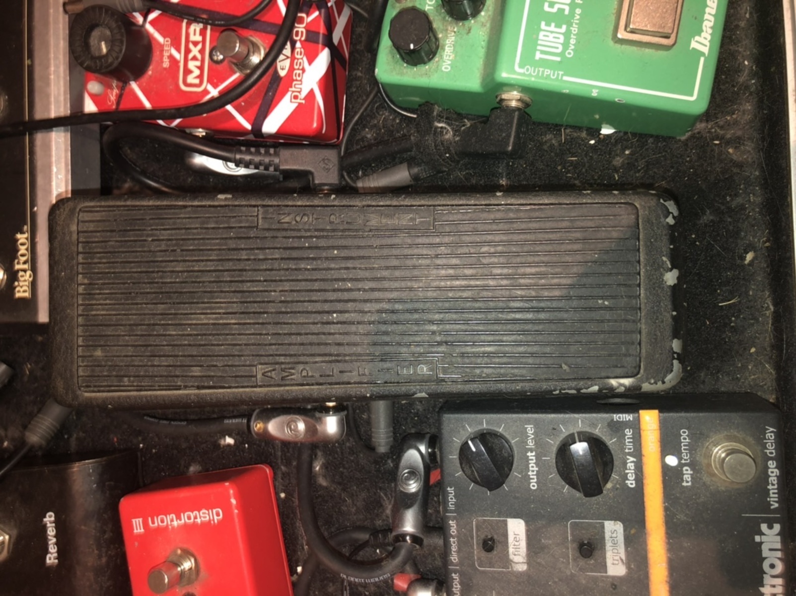 Metal Pedalboard by oedipoes featuring Dunlop GCB-95 Cry Baby, MXR M115 Distortion III, and MXR EVH Phase 90 and 2 more pieces of gear