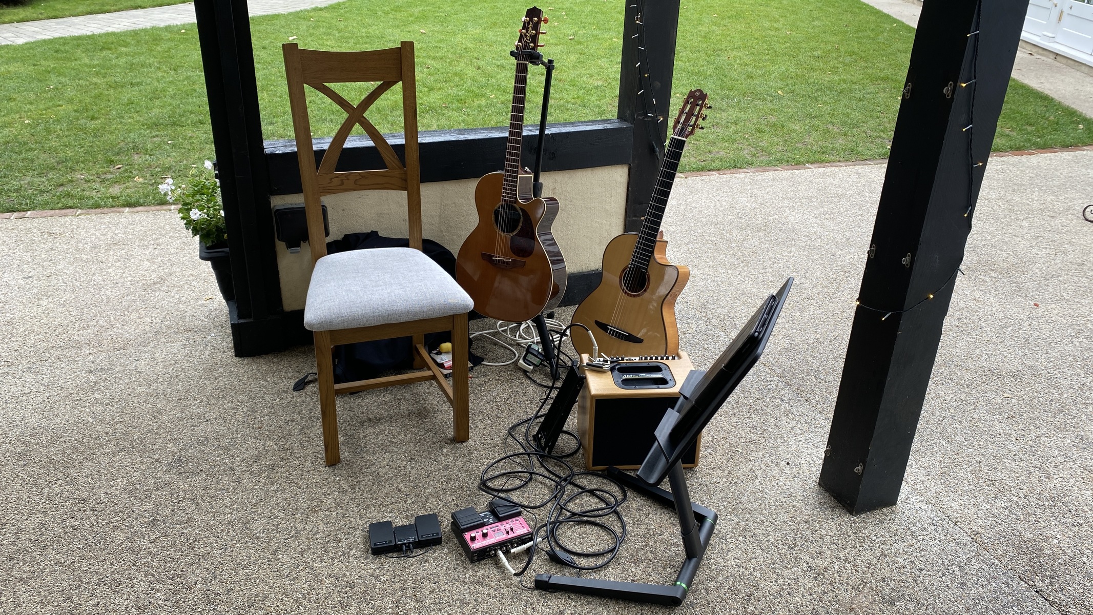 Live Rig by pitchy featuring Yamaha NCX2000FM, Boss RC-30 Loop Station, and AER Compact 60 III and 1 more piece of gear