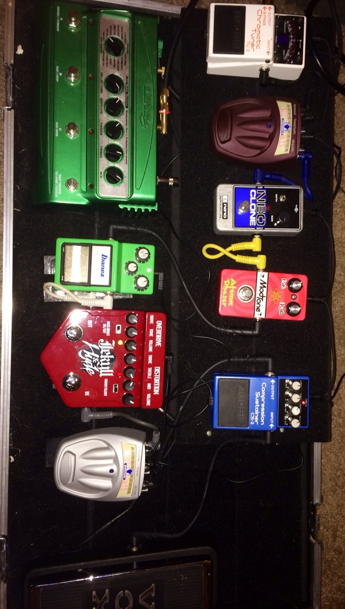Pedalboard by eryeager featuring Boss CS-3 Compression Sustainer, Modtone MT-PH Atomic Phaser Pedal, and Electro-Harmonix Neo Clone Chorus and 6 more pieces of gear