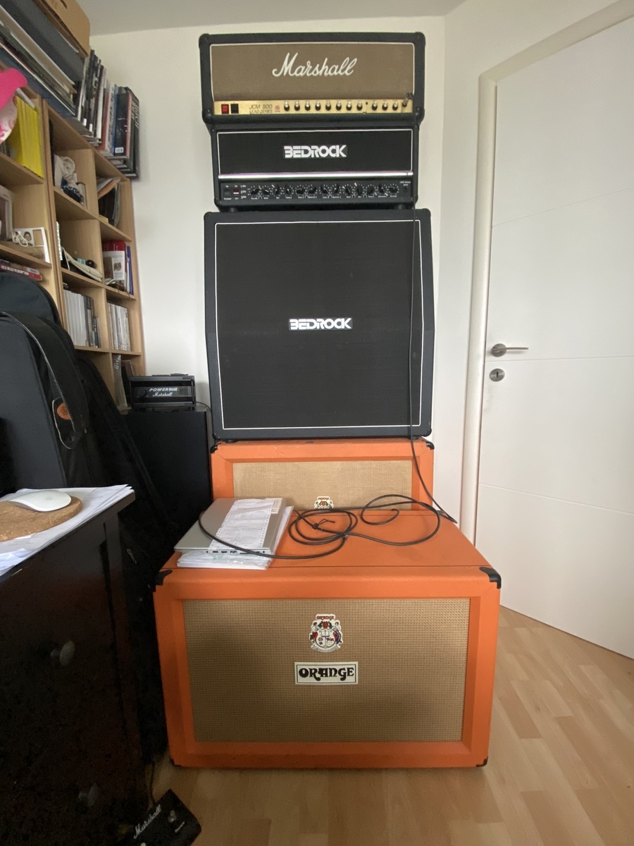 Metal Amp Rig by oedipoes featuring Bedrock Amplification Bedrock 1000, Orange PPC212, and Orange OR 4x12 and 2 more pieces of gear