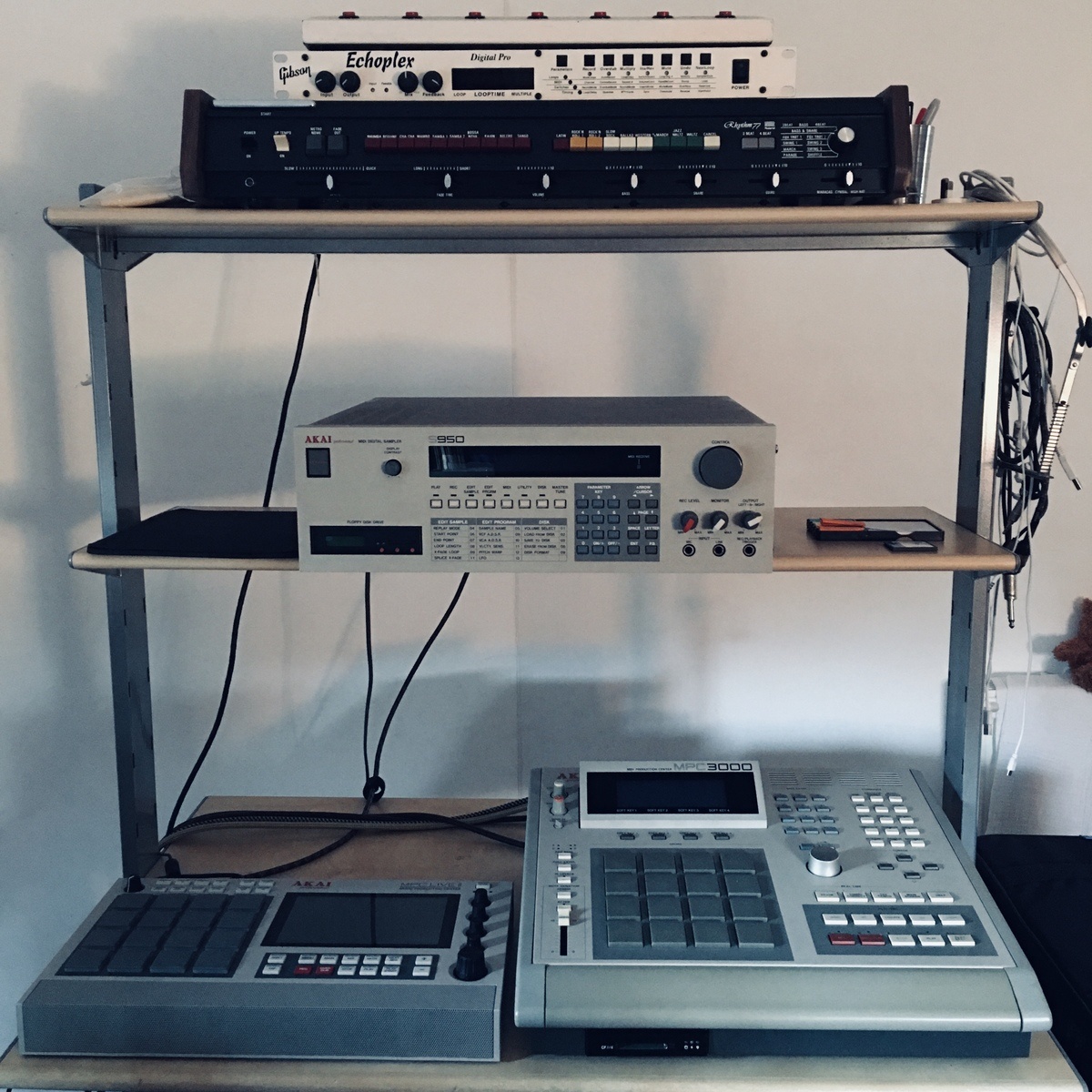 Electronic Synth Setup by lewyandrews featuring Akai MPC 3000, Akai MPC Live II Retro Edition, and Akai S950 MIDI Digital Sampler and 2 more pieces of gear