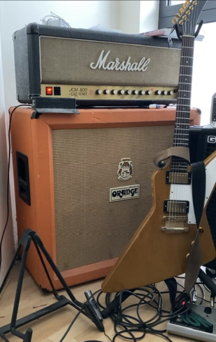 Metal Amp Rig by oedipoes featuring Gibson Custom Shop Korina Explorer 1983, Marshall JCM800 2210, and Orange OR 4x12 and 2 more pieces of gear