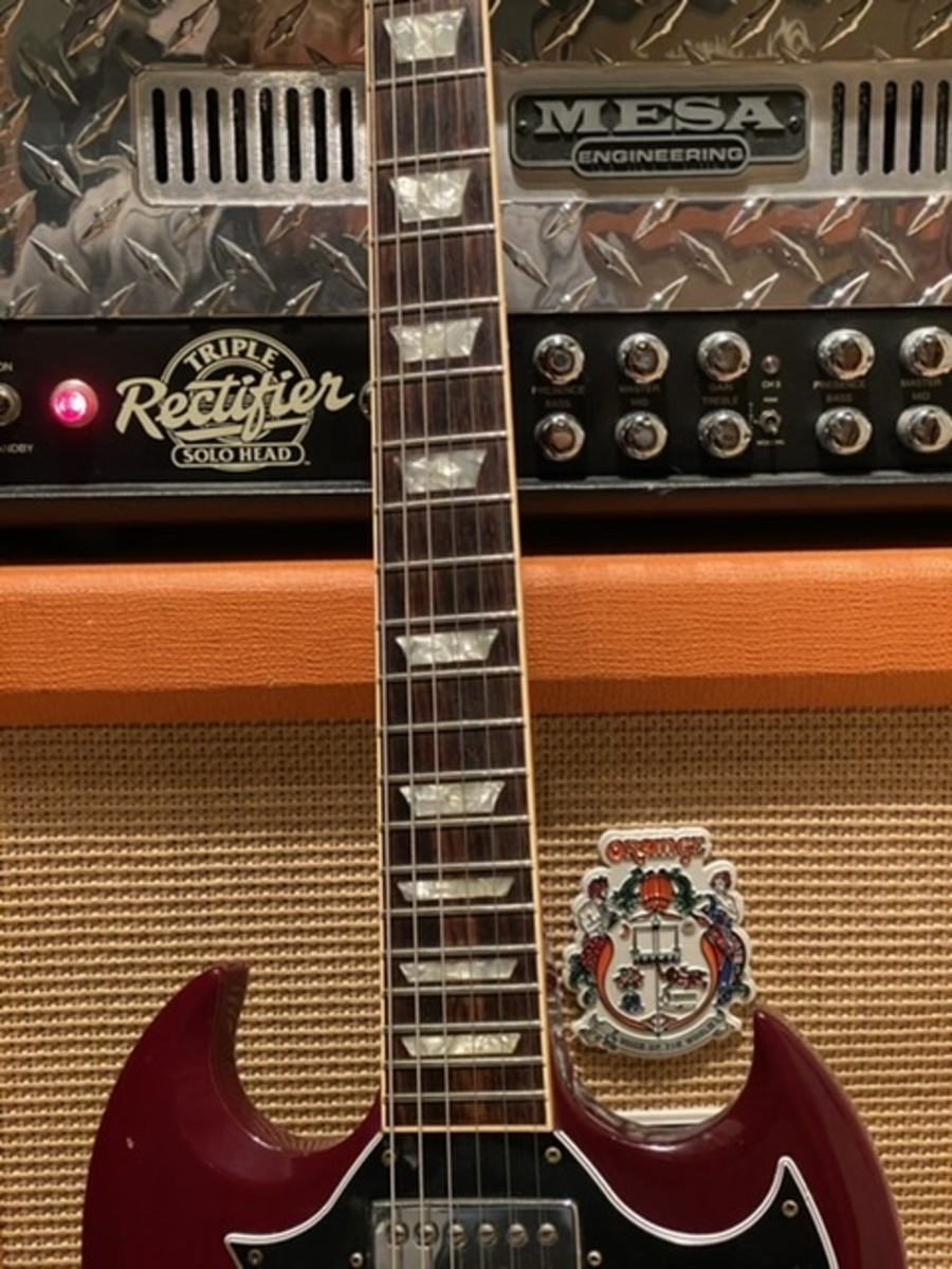 Metal Amp Rig by oedipoes featuring Gibson SG Standard, Mesa/Boogie Triple Rectifier 150W Solo Head (Multi-Watt), and Orange PPC212OB Guitar Speaker Cabinet