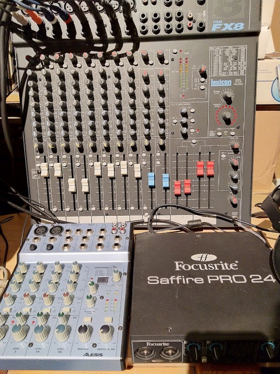 Focusrite Music Gear Setup by compatibles2 featuring Focusrite Saffire PRO 24 and Alesis MultiMix 6 Fx
