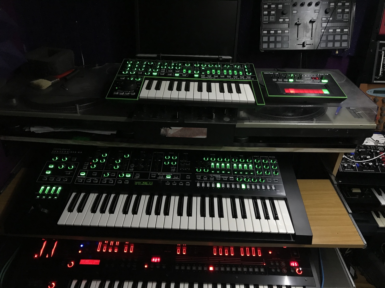 Electronic DJ Setup by rettervondunkel featuring Roland AIRA SYSTEM-1, Roland System-8 Plug-Out Synthesizer, and Roland TB3 and 1 more piece of gear