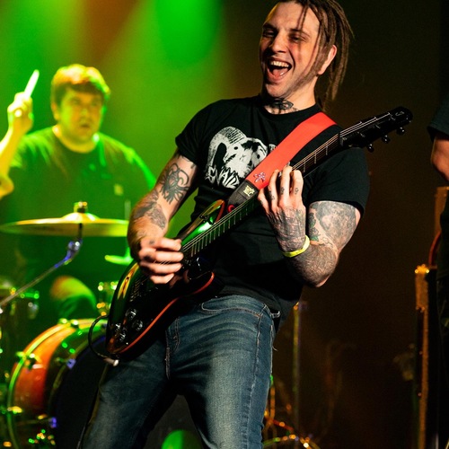 Photo of Jericho Fusion custom in a guitar, live, and closeup