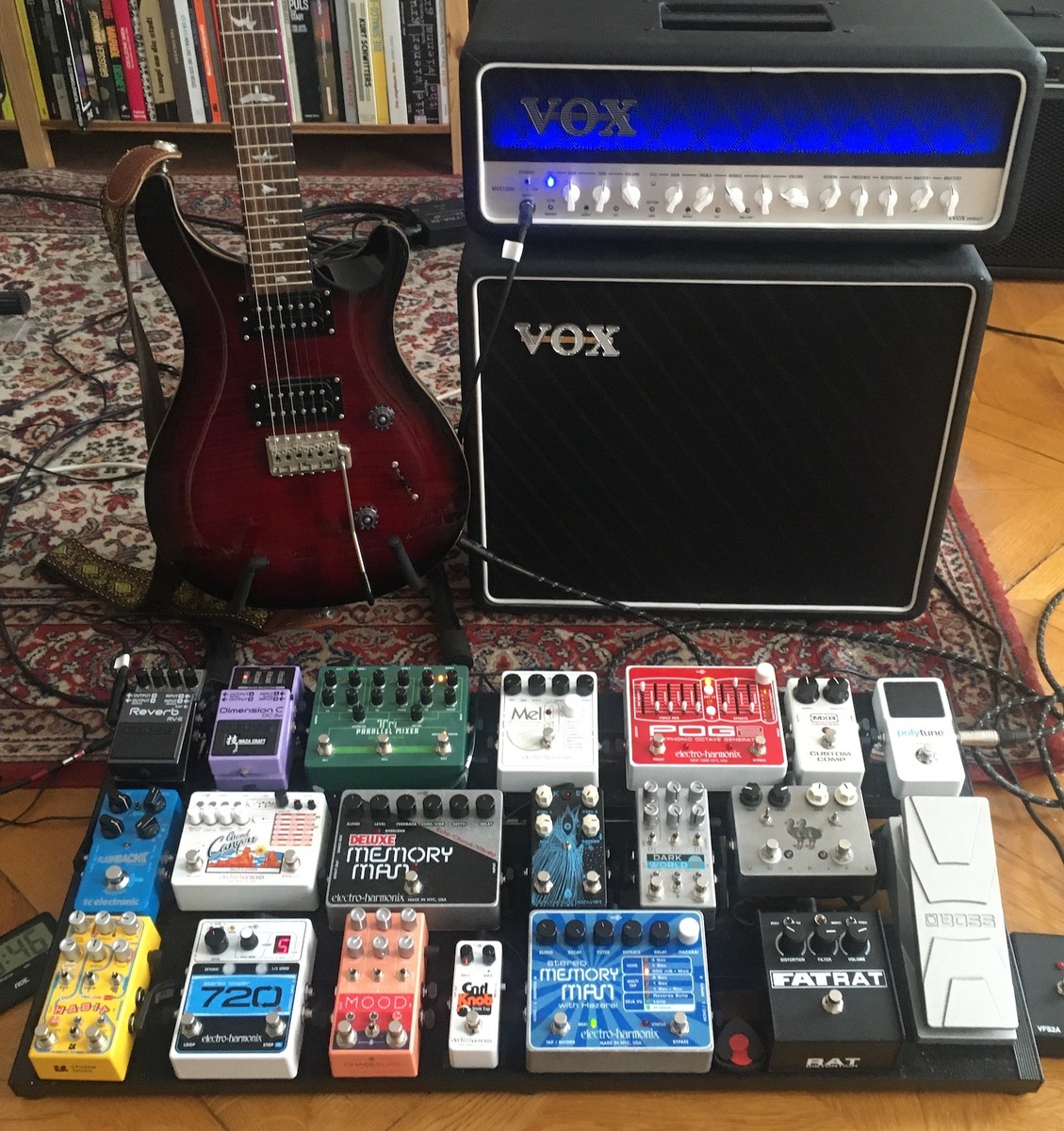 Pedalboard by h_pr featuring PRS SE Custom 24, Vox MVX150H, and Vox BC112 and 23 more pieces of gear