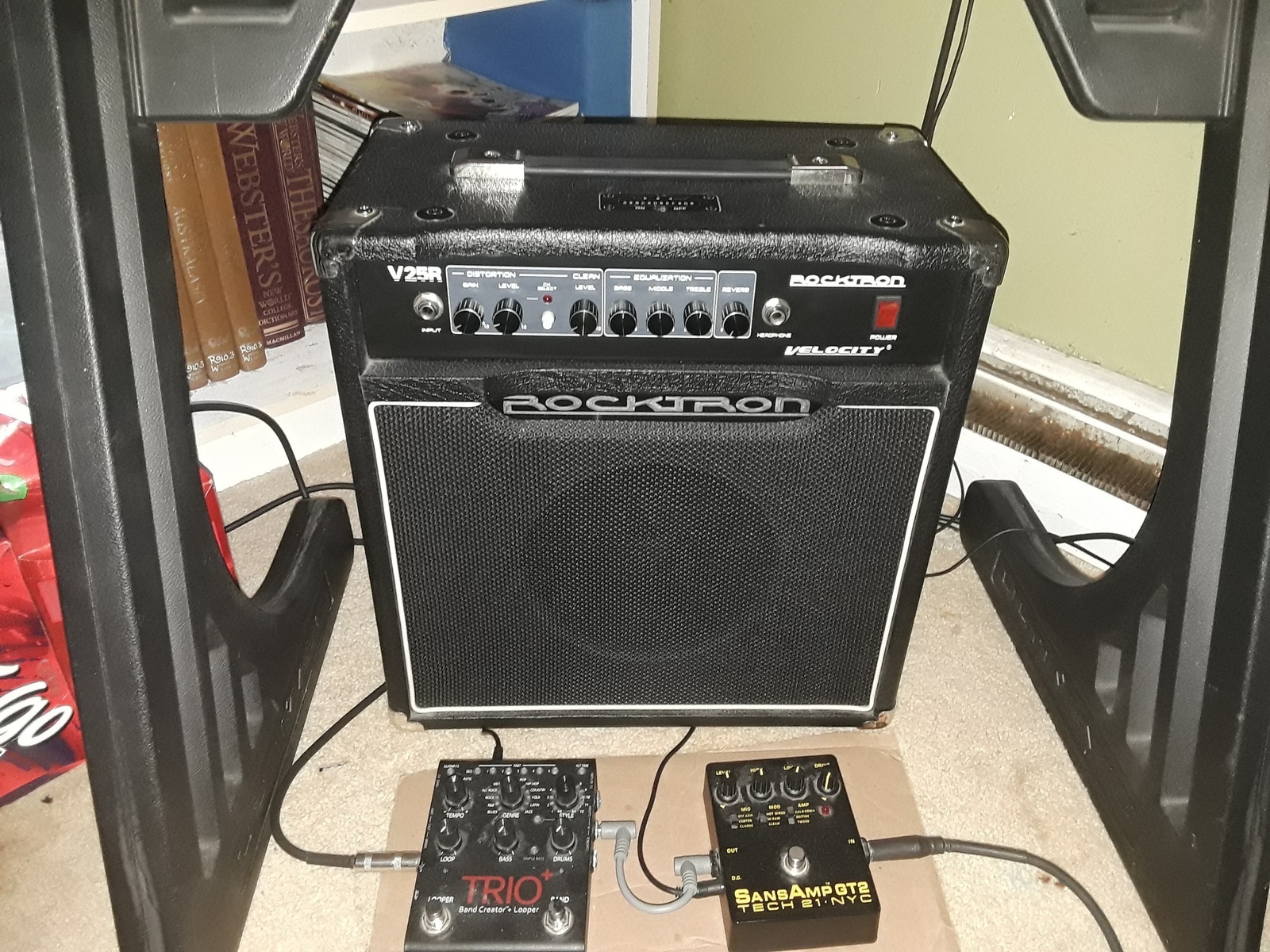 Metal Music Gear Setup by marshall_mcniff featuring DigiTech Trio+ Band Creator & Looper, Rocktron V50D Velocity 50W Guitar Combo Amp, and Tech 21 SansAmp GT2