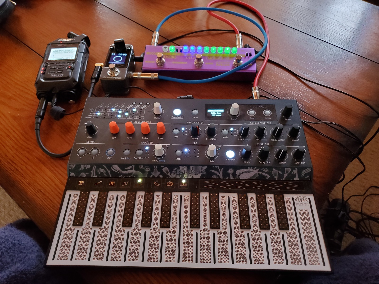 Electronic Synth Setup by deadfred featuring Arturia MicroFreak, Zoom H4n Pro Handy Recorder, and Valeton Dapper MDR