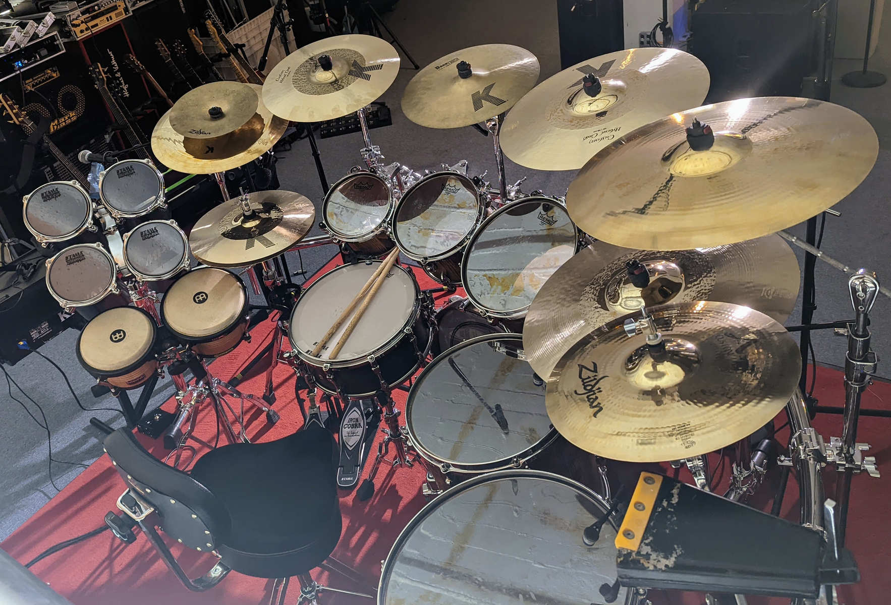 Zildjian Drum Kit by leonharden featuring Zildjian K Custom Hybrid 14 1/4" HiHat Cymbals, Zildjian 18" K Custom Hybrid Crash, and Zildjian 17” K Custom Hybrid Crash and 4 more pieces of gear