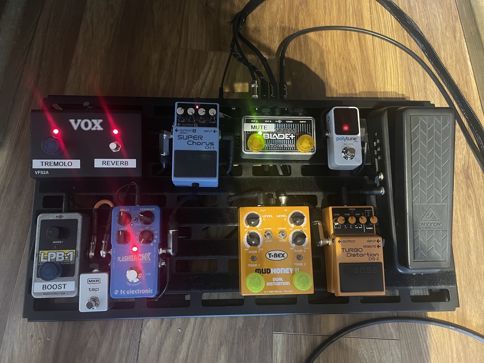 Metal Pedalboard by cooba_north featuring Vox VFS2A, Boss CH-1 Super Chorus, and TC Electronic PolyTune 3 Mini and 7 more pieces of gear